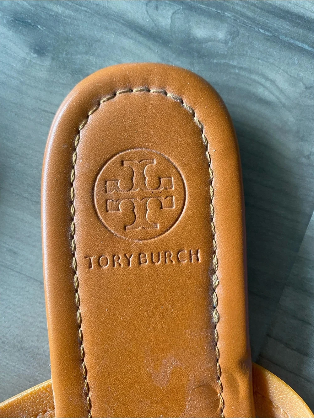 Tory Burch Cognac Jelly Logo Thong Sandals